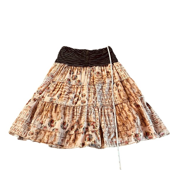 Muchacha Strapless Black and Peach Colored Tiered Midi Casual Dress Size Medium - Picture 7 of 15